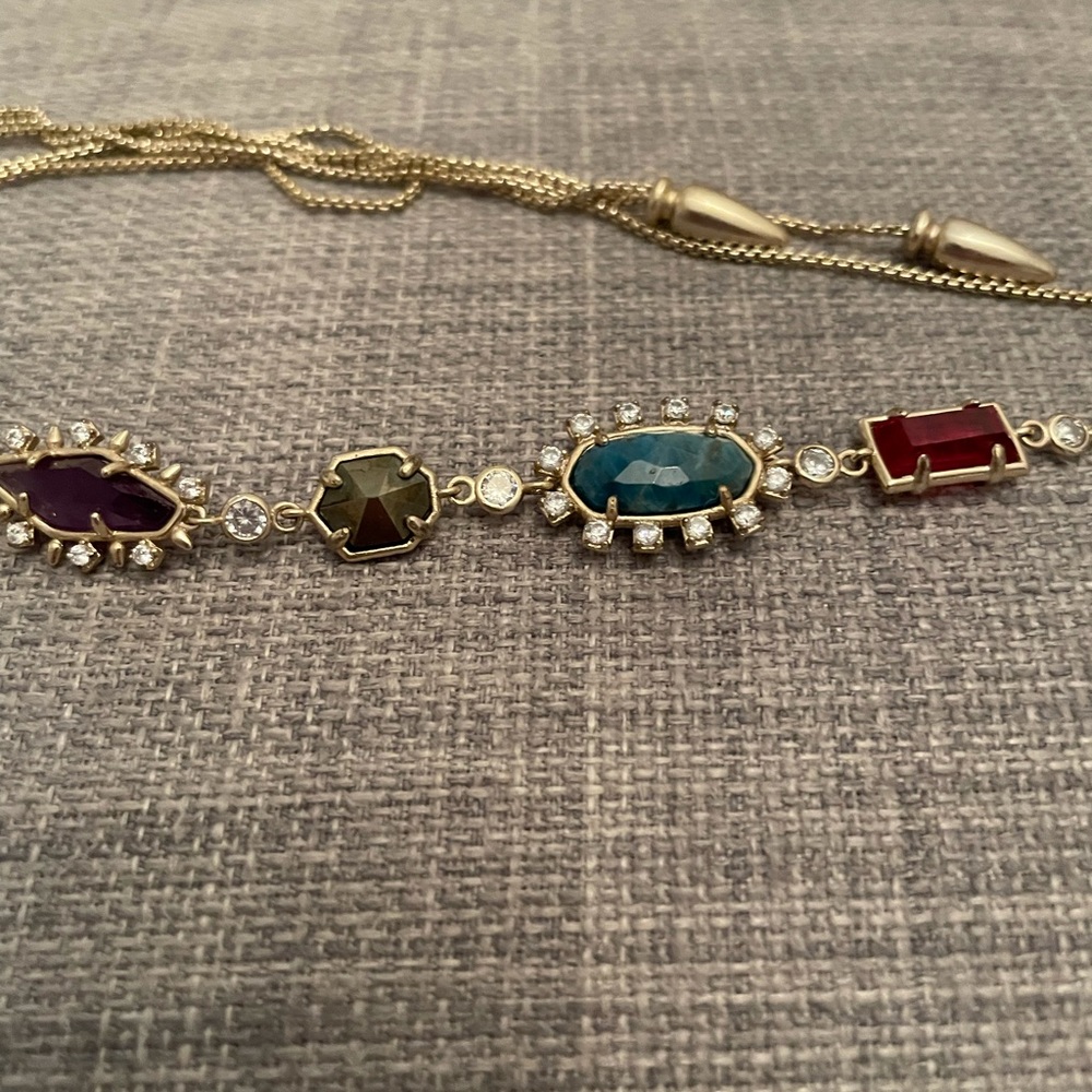 Kendra Scott Gold Necklace with Red, Turquoise, and Purple Stones - Picture 5 of 6